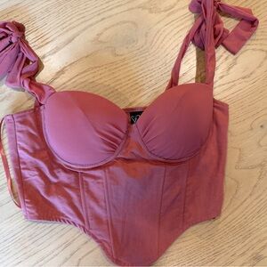 Windsor Rose-Pink Longline Tie-Strap Bralette